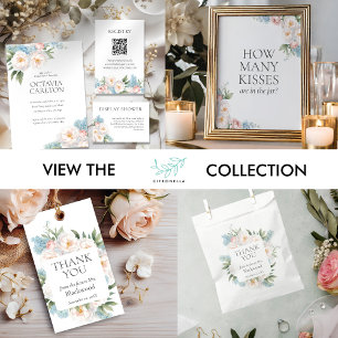 Invitation Fête des mariées classique Fleurs bleues douces et