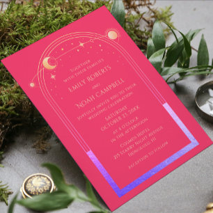 Carte D'accompagnement Site Mariage Celestial Fuchsia RSVP QR Code