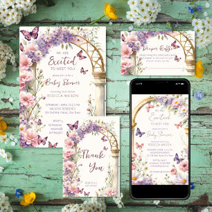 Invitation Petit papillon enchanté baby shower de jardin