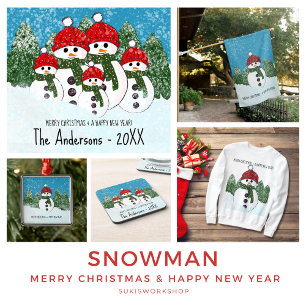 Coussin Cute Snowman   Joyeux Noël et Bonne Année