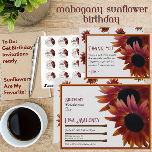 Mahogany Tournesol Invitation Anniversaire