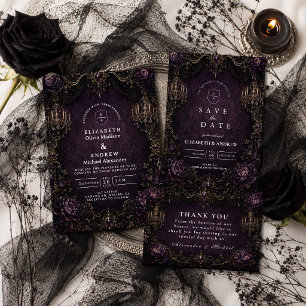 Carte De Remerciements Mariage gothique violet élégant