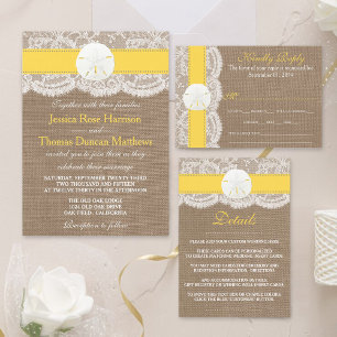 Invitation La collection de mariages de plage de sable jaune 