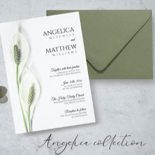 Invitation Elégant Blanc Calla Lily Fleurs Mariage Floral