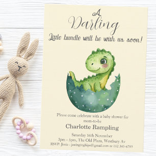 Baby Dino Baby shower Dank u Informatiekaartje
