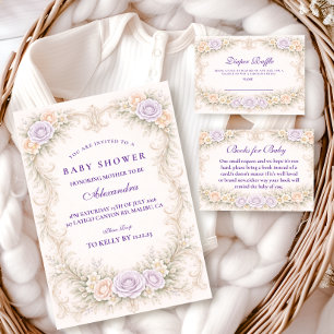 Lavendelroze Weelderige Baby Shower Kaart