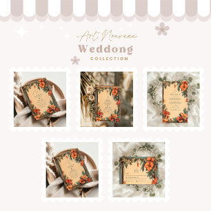 Carte D'accompagnement Cadre Floral d'été Art Nouveau Mariage