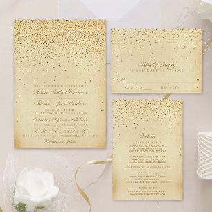 Invitation En Aluminium Élégant Vintage Glam Confetti Mariage Real