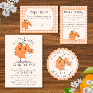 Invitation Little Cutie En route   Baby shower orange migre