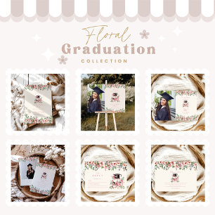 Invitation Photo Pink Floral Graduation Party