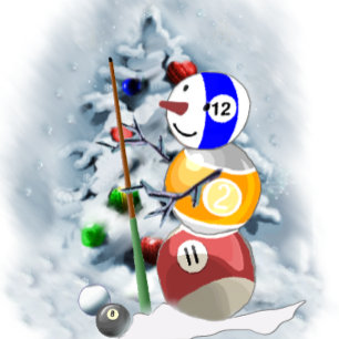 Cartes Pour Fêtes Annuelles Billiard Ball Snowman Noël