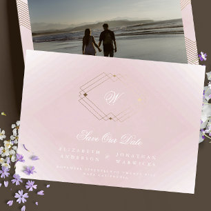 Invitation Mariage Monogramme rose Rose doré classique