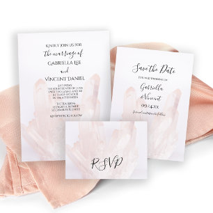 Cristaux rose pâle Noir Mariage RSVP Carte de répo