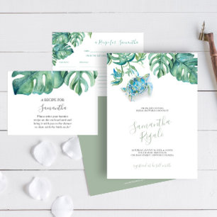 Invitation à la douche tropicale nuptiale Tortue d