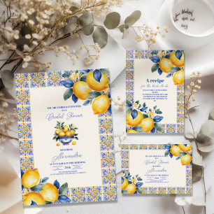 Carte D'accompagnement Fête des mariées d'été chic citron méditerranéen