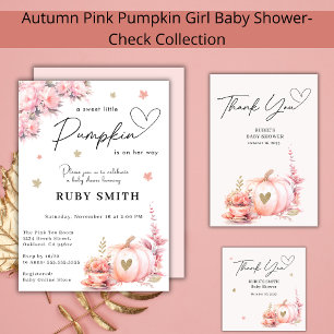 Invitation Fleurs Citrouilles de chute rose Feuilles Baby sho