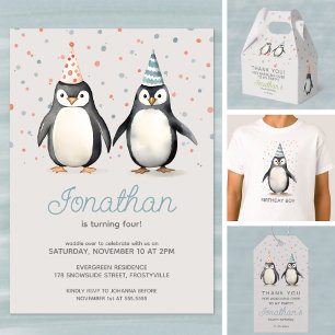 Invitation Pingouins de la fête, barbotez sur l'anniversaire 