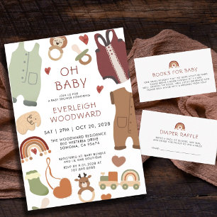 Invitation Oh Baby Boho Vêtements Jouets Baby shower garçon