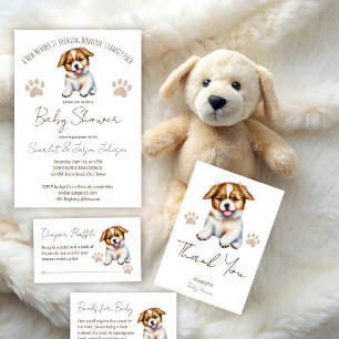 Invitation Baby shower à thème chien chiot modèle