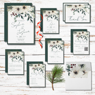 Save The Date Mariage Floral d'hiver des baies rustiques