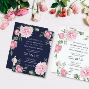 Invitation Pierre rose florale avec Mariage Arrière - plan bl