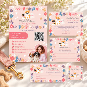Whimsical bloemenschattig pastel huisdier oppas ho flyer