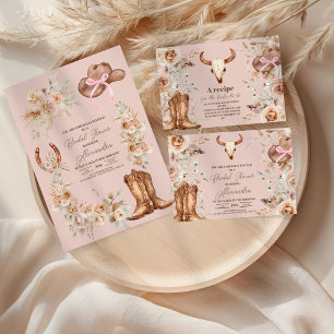 Invitation Boho rose Fête des mariées occidentale florale