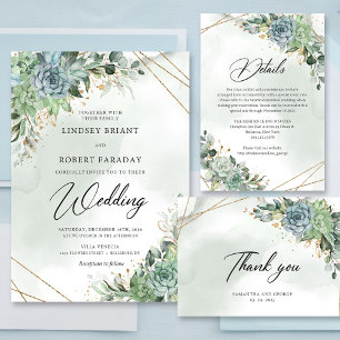 Invitation Trenden succulents eucalyptus or levent et brillen