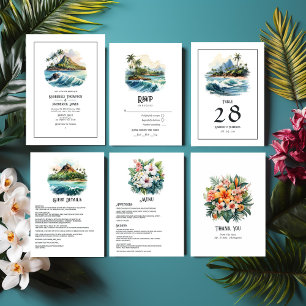 Invitation Watercolor Hawaii Destination Wedding
