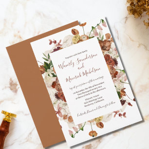 Invitation Aquarelle Florale Burnt Orange Dusty Mariage Rose