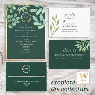Save The Date Emerald Green Botanical Wedding Enregistrer La Dat