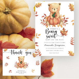 Carte D'accompagnement Ours d'automne avec citrouille - livres pour bébé 