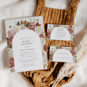 Invitation Floral d'automne rustique   Baby shower Boho Water