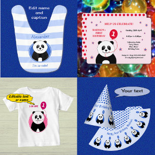 Invitation Cute panda fête d'anniversaire