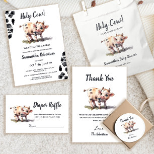 Invitation Baby shower à thème de la ferme de la vache Sainte