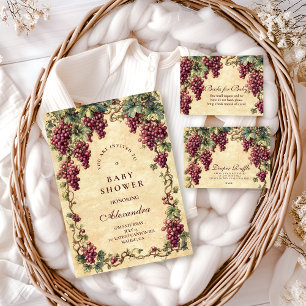 Wijnstok Botanische Baby Shower in Vintage Stijl Servet