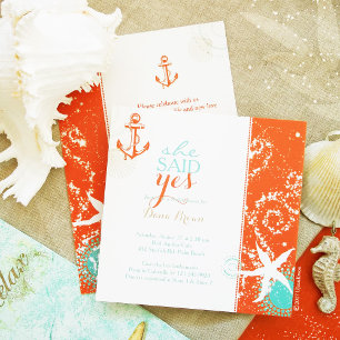 Invitation Mariage nautique Aqua Red Célébration