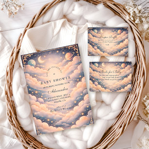 Hemelse wolken sterren babyshower kaart