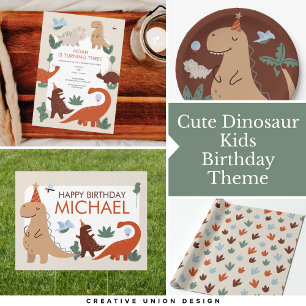 Cute Dinosaur Invitation de fête d'anniversaire