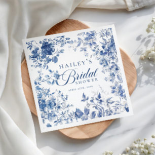 Invitation Élégant Bleu Toile de Chinoiserie pour une Baby Sh