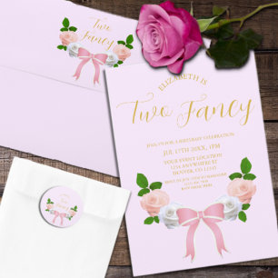 Invitation Deux Fancy Bow Floral Anniversaire