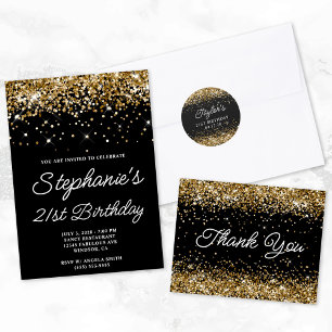 Gold Glitter Black 50th Birthday Welkom Poster