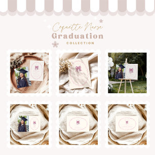 Faire-part Photo Coquette Pink Bow Nursing School Graduate