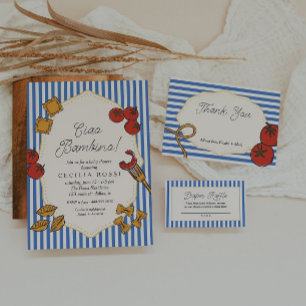Ciao Bambino Blauw Italiaans Pasta Baby Shower Kaart