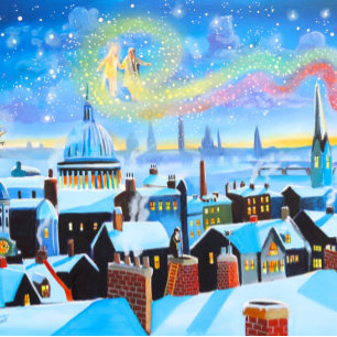 Poster Scène de rue de Noël Carol Scrooge