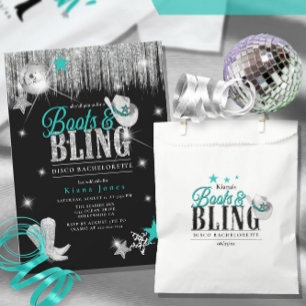 Verre A Shot Boots 'n Bling Disco Bachelorette Turquoise ID925