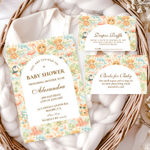 Invitation Animaux pastel pour Baby Shower d'été