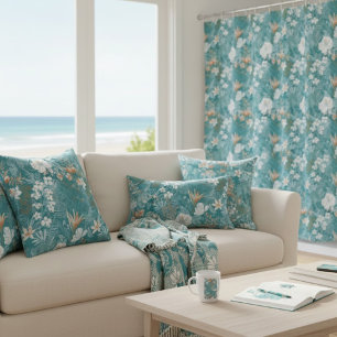 Serviette En Papier Tropical Turquoise & Terracotta Hibiscus Floral 