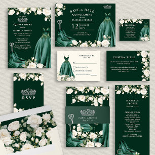 Invitation Robe de princesse et Quinceanera verte Rose