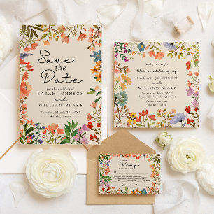 Invitation Boho Watercolor Jardin du Mariage Fleur sauvage
